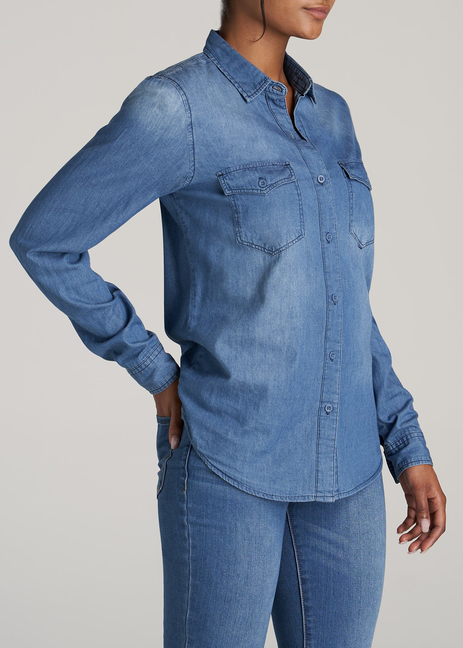 Slim-fit Denim Shirt - Denim blue - Ladies | H&M US